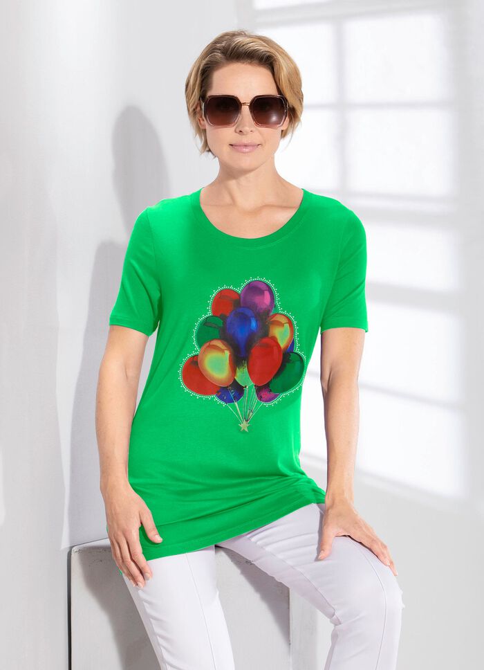 Longshirt mit Strasszier  GRÜN