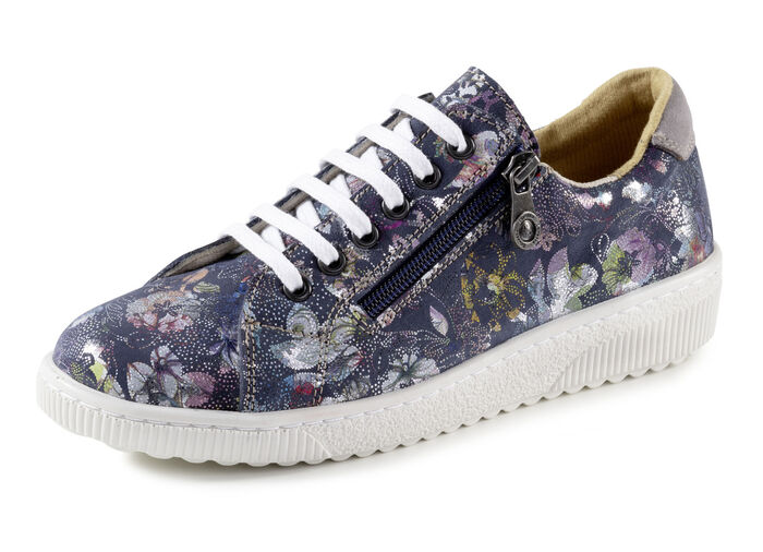 ELENA EDEN Schn&uuml;rschuh aus effektvoll bedrucktem Nubukleder BLAU