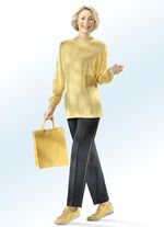 Hose mit trendiger Kontrastpaspel SCHWARZ-MESSING