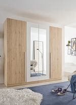 Moderner und formsch&ouml;ner Kleiderschrank SAN REMO EICHE-WEISS