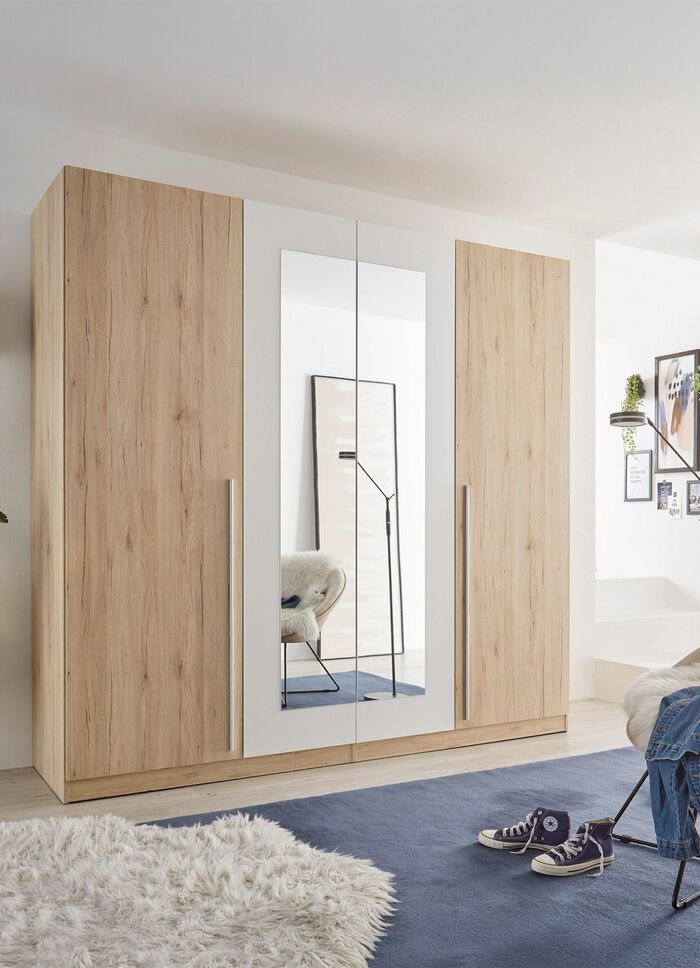 Moderner und formsch&ouml;ner Kleiderschrank SAN REMO EICHE-WEISS