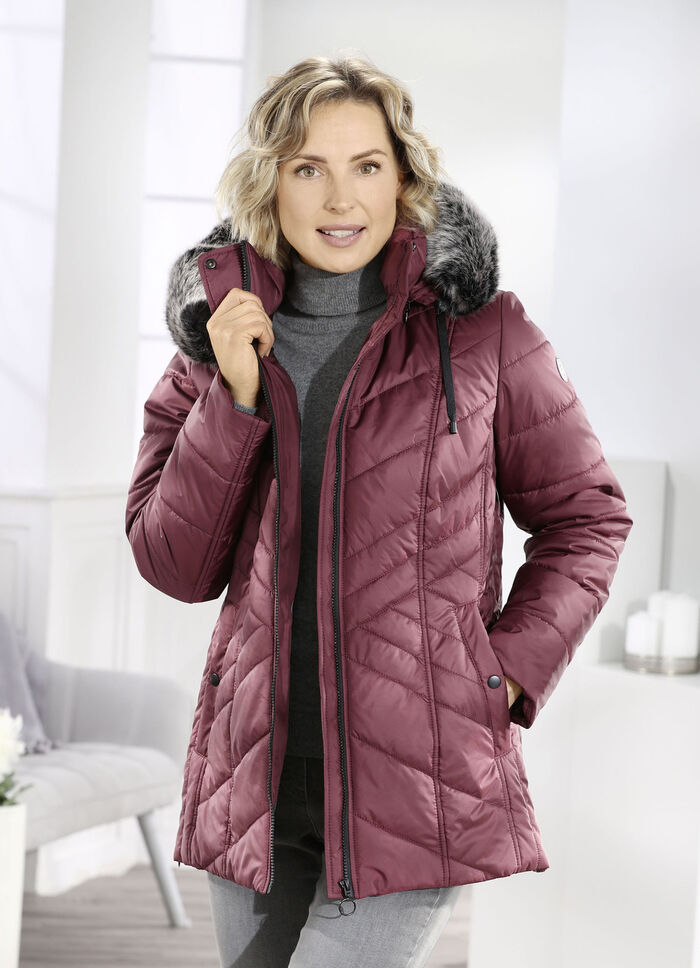 Jacke mit abnehmbarem Kunstpelz-Besatz an der Kapuze 