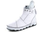 Gemini Mokassin-Stiefelette aus Rind-Nappaleder mit Knitter-Struktur WEISS