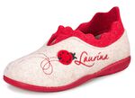 Laurina Filz-Hausschuh mit fantasievoller Stickerei ECRU-ROT