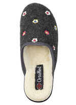 Gefütterte Damen-Hausschuhe, mit Schurwolle ANTHRAZIT