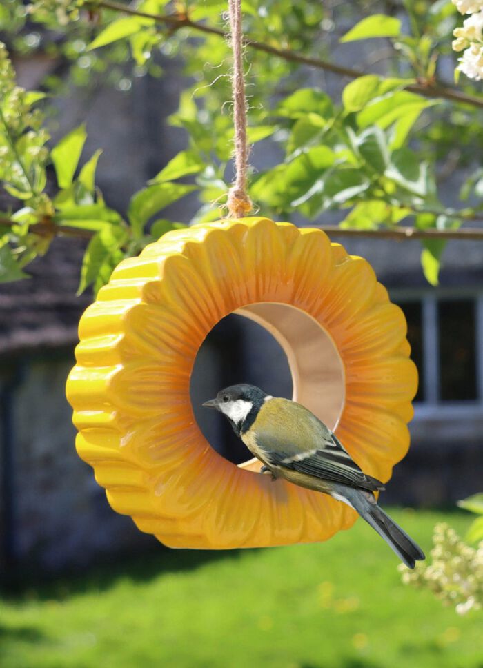 Futterstelle Mohnblume aus glasierter Keramik 