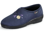 Klassische Damen-Hausschuhe, Weite H, mit Stickereizier MARINE