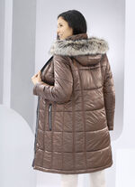 Kurzmantel mit abnehmbarem Kunstpelz-Besatz 