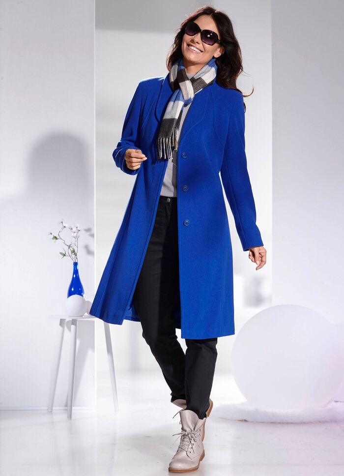 Mantel mit elegant verdeckter Knopfleiste ROYALBLAU