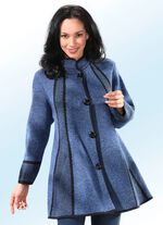Long-Strickjacke in Swingerform RAUCHBLAU-SCHWARZ