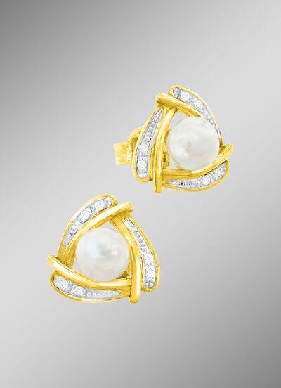 Originelle Ohrstecker mit Süßwasser-Zuchtperlen 