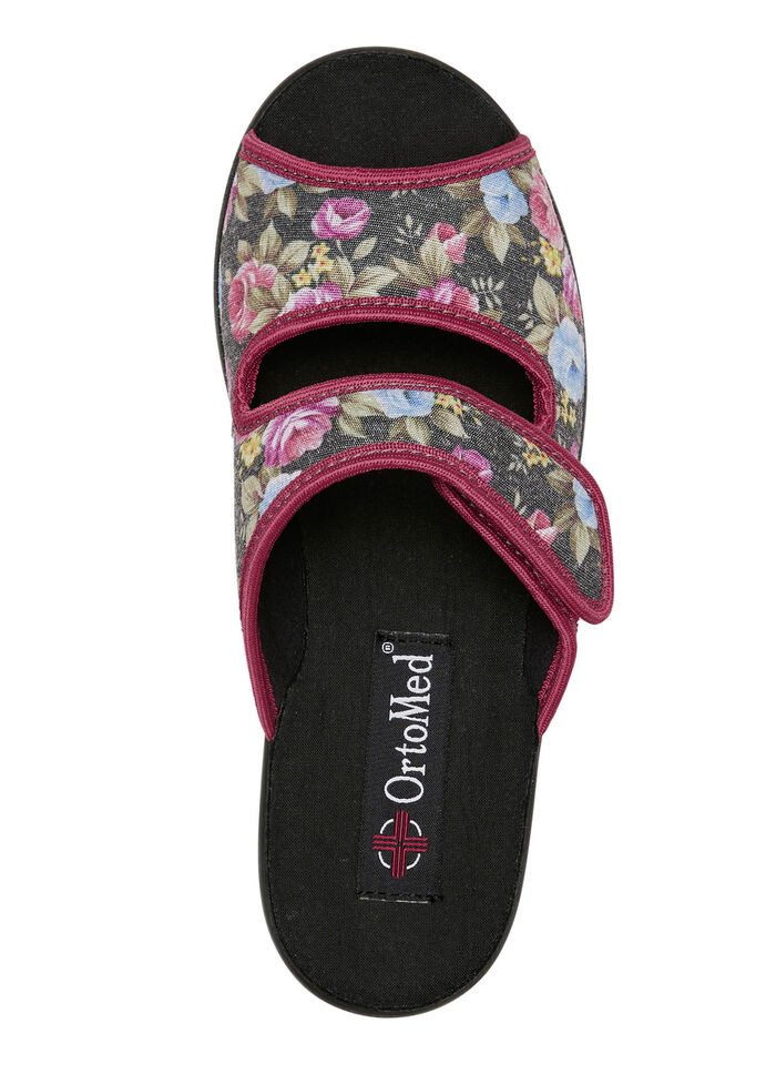 Zweierpack, klassische Damen-Hausschuhe, Weite H, mit Klettverschluss 1X BLAU, 1X ROT