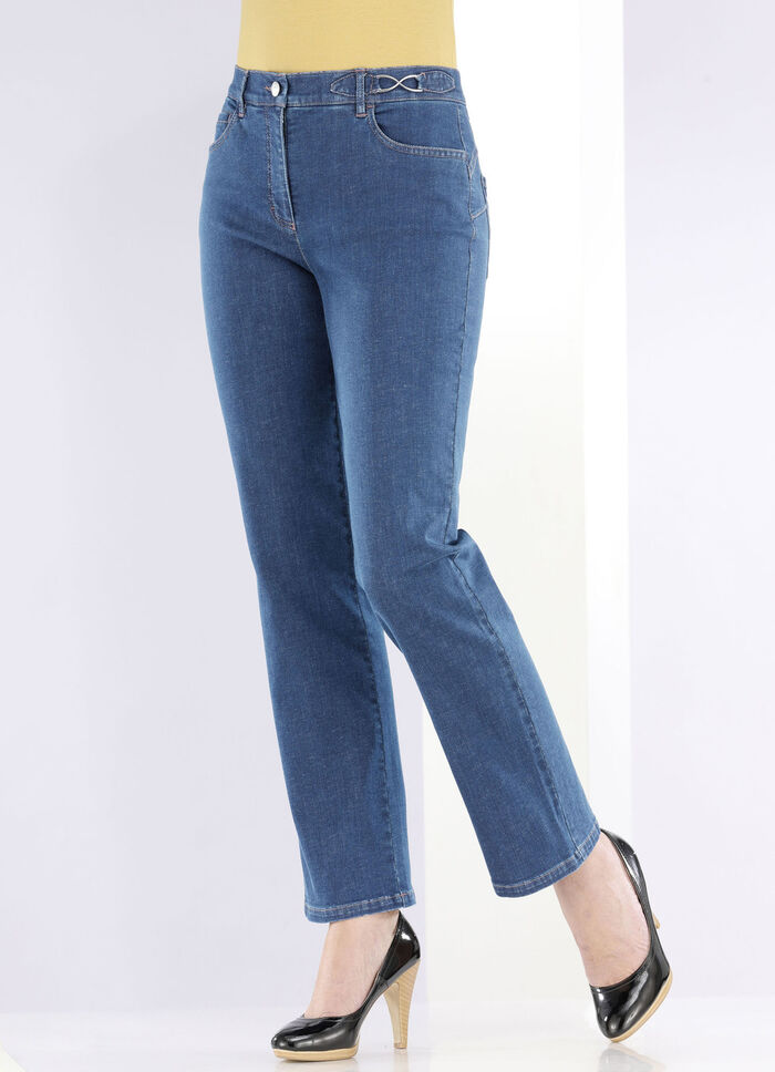 Hochelastische, figurformende Jeans JEANSBLAU