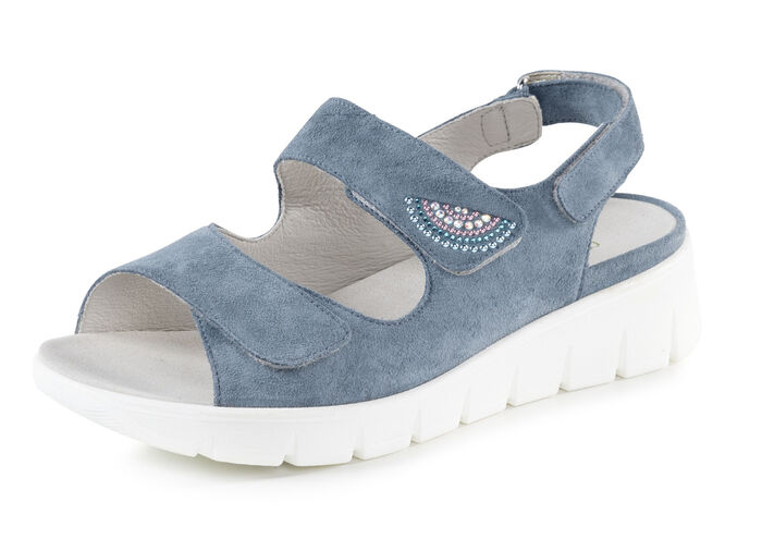 Waldl&auml;ufer Sandale aus Veloursleder JEANS