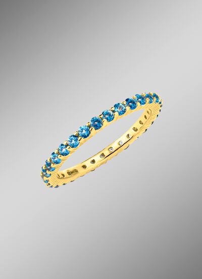 Memoire-Ring aus hochwertigem Gold mit Blautopas 