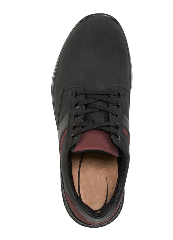 Schn&uuml;rschuh aus Rind-Nubukleder mit Nappaleder-Bes&auml;tzen SCHWARZ-BORDEAUX