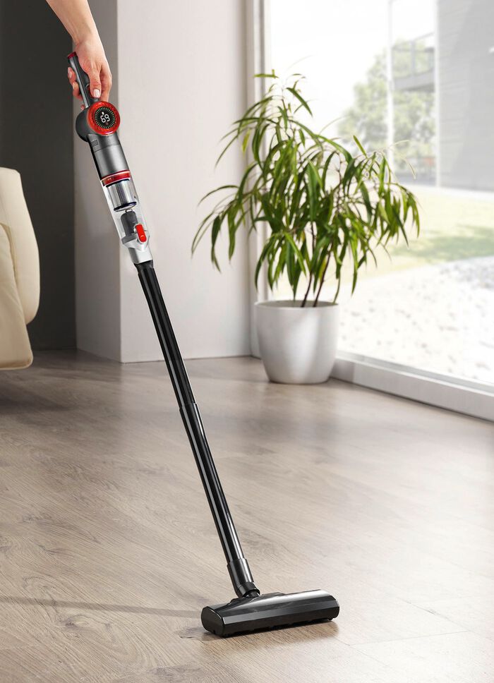 2-in-1 Akku-Hand- und Bodenstaubsauger "MX14 max" mit umfangreichem Zubeh&ouml;r SILBER-ROT