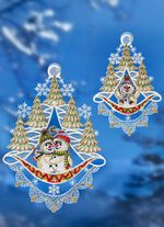 Fensterbilder Schneem&auml;nner aus echter Plauener Spitze BUNT