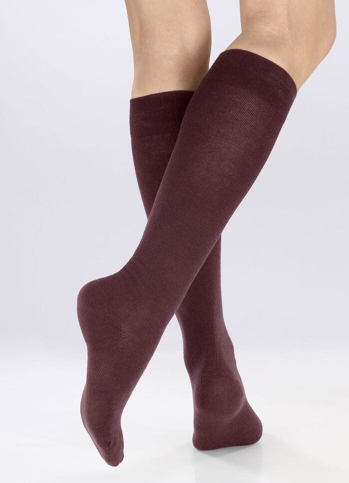 Dreierpack Kniestr&uuml;mpfe mit St&uuml;tzfunktion 1X BORDEAUX, 1X MARINE, 1X SCHWARZ