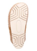 Laurina Pantoffel aus weichem Pl&uuml;sch mit Veloursbesatz SANDBEIGE