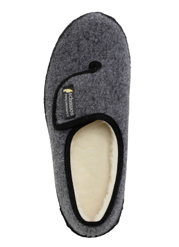 Gefütterte Herren-Hausschuhe, mit Schurwolle ANTHRAZIT-SCHWARZ
