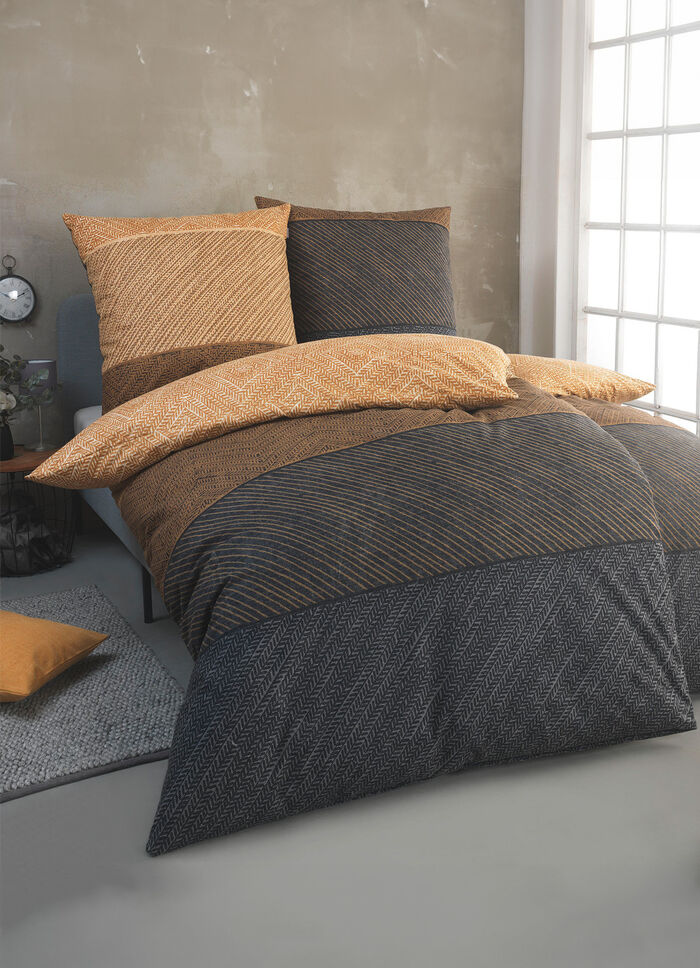 Kuschelweiche Bettwäsche-Garnitur aus Baumwolle BEIGE-GRAU