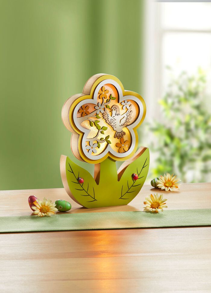 Beleuchtete Blume aus Holz 