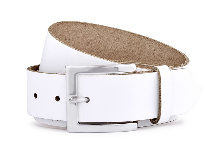 Trendiger Damen-Gürtel aus Leder, 3,5 cm breit WEISS