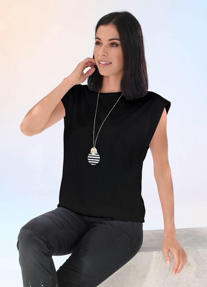 Modisches Shirt mit Polstern in 2 Farben SCHWARZ