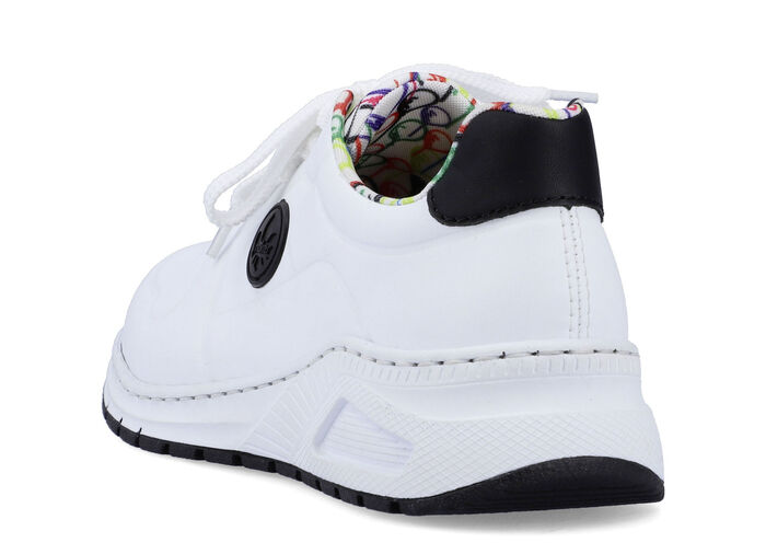 Rieker, stylische Damen-Sneaker, Weite H, mit herausnehmbarem Fußbett WEISS-SCHWARZ