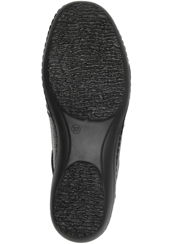 ELENA EDEN, bequeme Damen-Slipper, Weite H, mit herausnehmbarem Fu&szlig;bett SCHWARZ