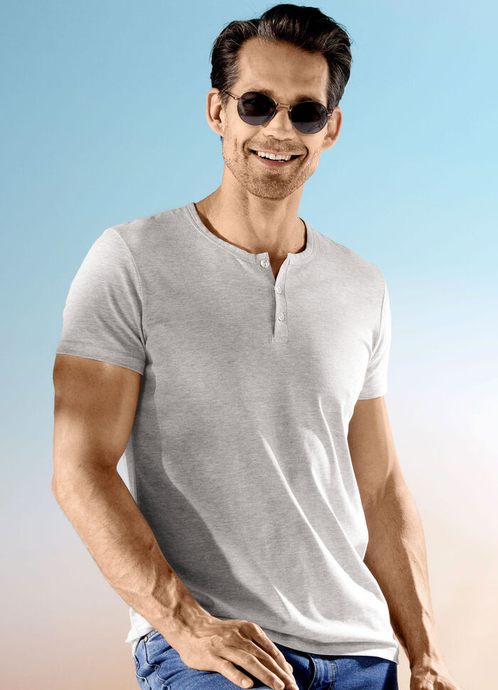 Zweierpack Shirts mit kurzer Knopfleiste 