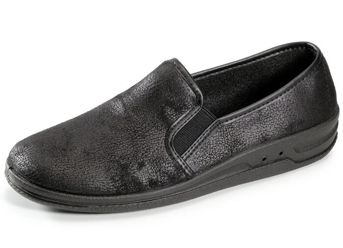 Hausschuh mit Antik-Pr&auml;gung SCHWARZ