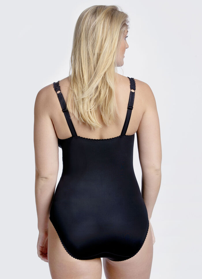 Miss Mary Hosenkorselett mit Elastikspitzeneins&auml;tzen SCHWARZ