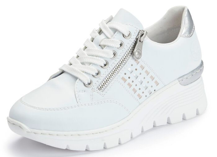 Rieker, bequeme Damen-Sneaker, Weite G, mit Rei&szlig;verschluss WEISS