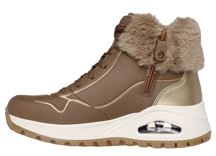 SKECHERS, gefütterte Damen-Boots, Winterschuhe, mit flauschigem Plüschkragen BRAUN