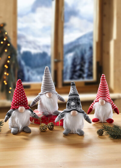 Wichtel aus Baumwolle und Filz, 4er-Set 