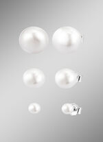 Schicke Ohrstecker aus Silber mit Süßwasser-Zuchtperlen, 3 Paar 