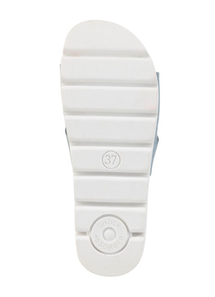 ELENA EDEN, sommerliche Damen-Pantoletten, aus Leder BLEU