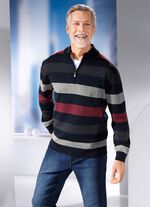 Gestreifter Troyer mit Stehkragen in 2 Farben 