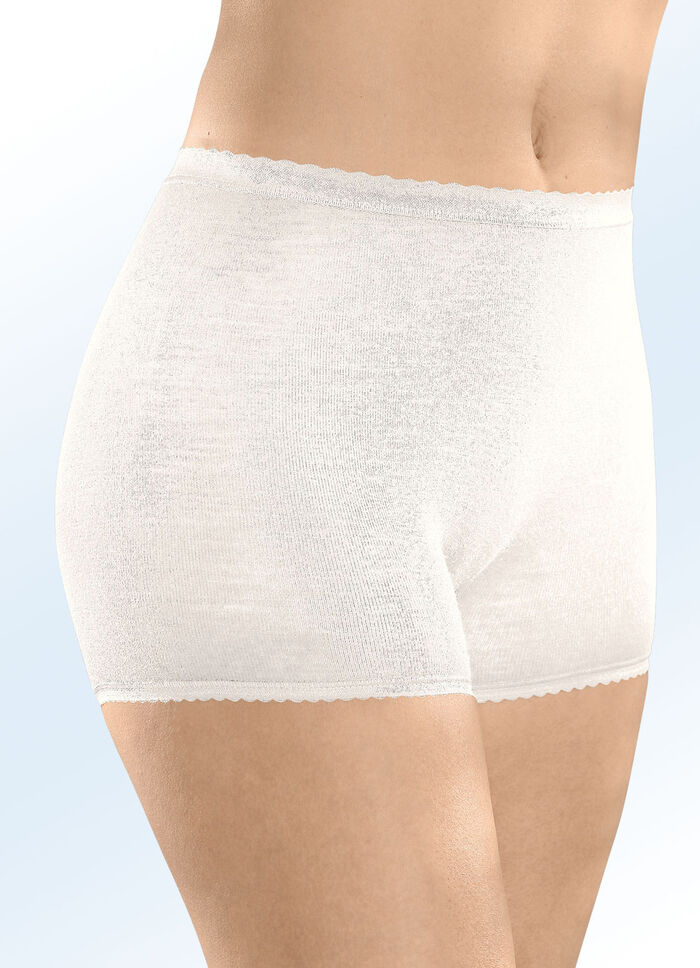 Con-ta Zweierpack Schl&uuml;pfer mit elastischen Abschl&uuml;ssen WOLLWEISS