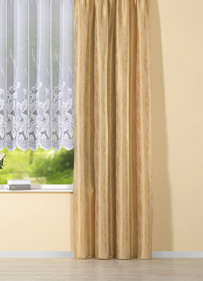 Übergardine mit Blatt-Musterung GOLD
