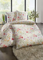 Beidseitig bedruckte Bettwäsche-Garnitur mit Reißverschluss CREME