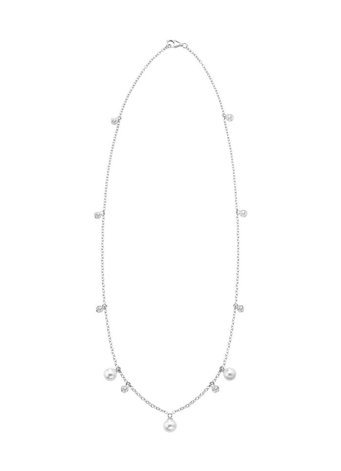 Halskette mit S&uuml;&szlig;wasser-Zuchtperlen und synth. Zirkonia 
