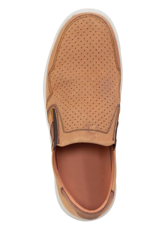 GINO GALANTE Slipper aus luftig perforiertem Rind-Nubukleder COGNAC