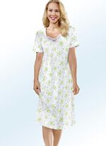 Zweierpack Nachthemden mit Rundhals und Alloverdessin 1X WEISS-ROYALBLAU, 1X WEISS-APFELGRÜN