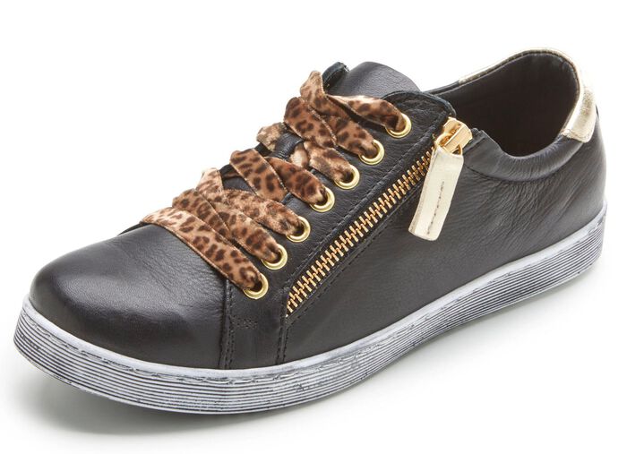 Andrea Conti Sneaker mit pfiffiger Kontrast-Schn&uuml;rung SCHWARZ-GOLD