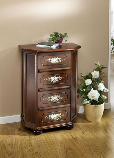Stilvolle Kommode mit handbemalter Blumendekoration 