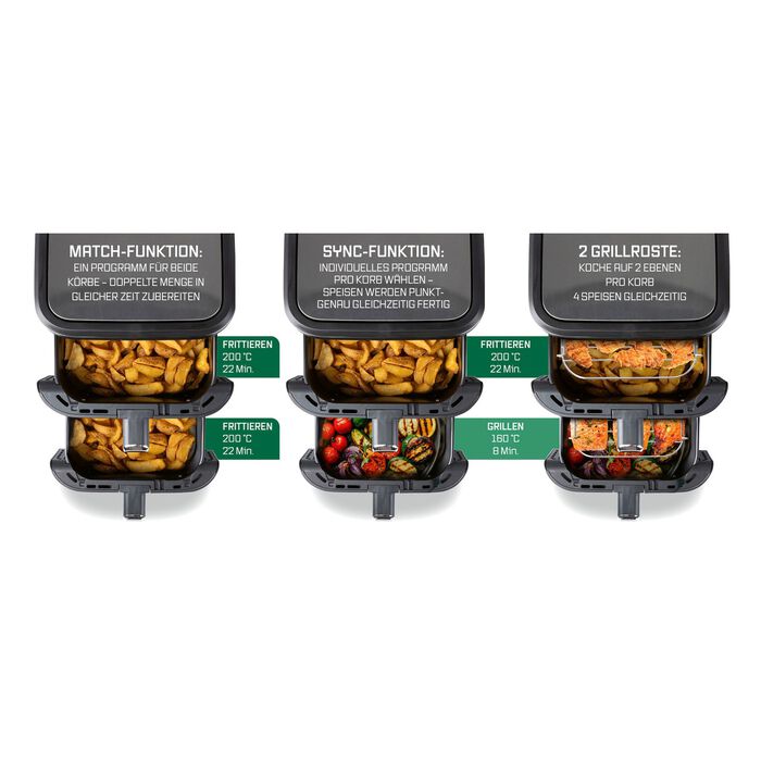 Digitale Doppelkammer-Hei&szlig;luftfritteuse &bdquo;FryUP&ldquo; 