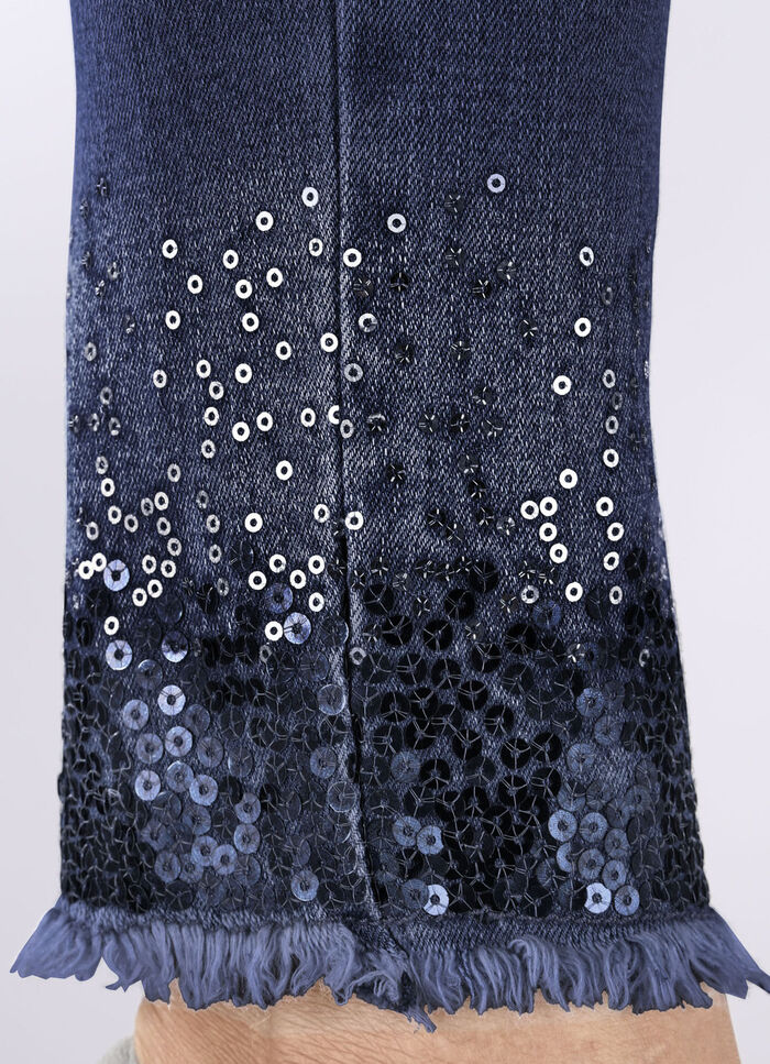 Edel-Jeans mit Fransensaum DUNKELBLAU